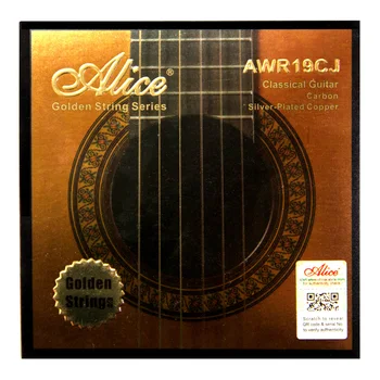 Gitarové príslušenstvo Alice AWR19CJ Klasickú Gitaru Reťazec Set Ti-Zlatá Farba Carbon Silver Plated Medeného Vinutia