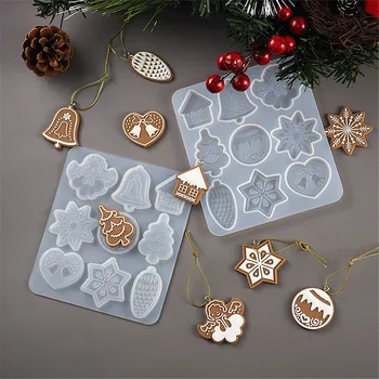 Dvere Prihlásiť Ornament Silikónové Formy na Vianočný Stromček Snowflake Elk Keychain Epoxidové Živice Formy Pre KUTILOV, Remeselníkov Šperky Domova