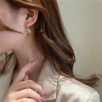 Micro Pave Srdce, Zirkón Krátke Náušnice Pre Ženy kórejský Štýl Delikátny Jednoduchý Nové Módne Šperky bijoux