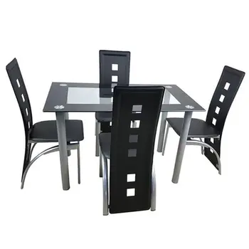 110 cm Jedálenský Stôl Nastaviť Módne Tvrdeného Skla Jedálenský Stôl S 4pcs Stoličky, Konferenčný Stolík Konferenčný Stôl bytový Nábytok