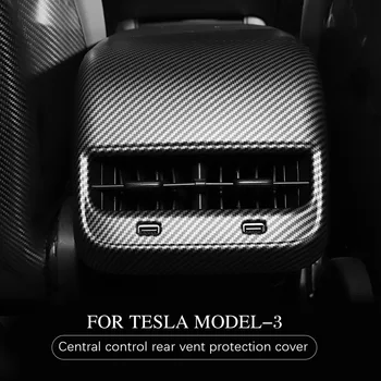 Auto Späť Air Vent Rám Nálepka Pre Tesla Model 3 2019-2021 Zadné odvzdušňovací Kryt ABS Uhlíkových Vlákien Dekoratívne Samolepky Styling
