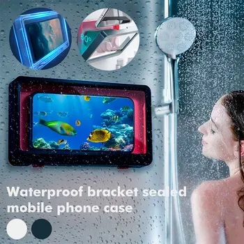 Domácnosť, montáž na stenu univerzálny vodotesný vak mobilný telefón box kúpeľňa wc mobilný telefón shell držiak sprchy zapečatené storag