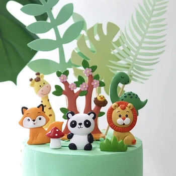 Cartoon Jungle Zvierat Tému Narodeninovej Party Dekorácie, Detské Sprcha Cake Decoration Zvierat Dekorácie Párty pre Deti Dodávky