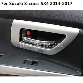 Auto Styling Kryt Chrániť Výbava ABS Chróm Matný Dvere Vnútorné Postavený Misy 4pcs Pre Suzuki S-cross scross SX4 2016 2017