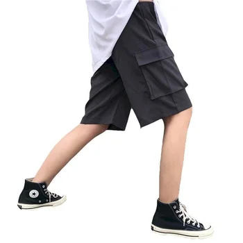 Letné kórejský veľké vrecko nohavice Japonský retro trakmi, krátke nohavice trend bežné päť-bod nohavice muži ženy Hip hop, punk štýl šortky