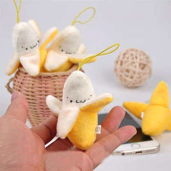 Roztomilý Mini Banán Plyšové Plyšové Hračky, Bábiky Malý Žltý Banán Oblečenie Pre Bábiky Mobil Prívesok Vianočné Svadobný Darček K Narodeninám