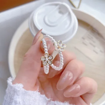 Kórea Nové Módne Šperky 14K Reálne zlatenie AAA Zirkón Kvet Pearl Okrúhle Náušnice Elegantné dámske Svadobné Party Náušnice