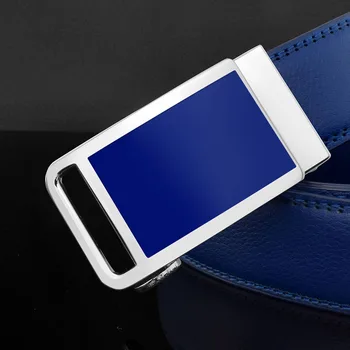 Originálne kožené mužov pás cowhide módne popruh 3,5 cm modrá farba automatickej pracky, opasky pre mužov značky dizajnér pás luxus