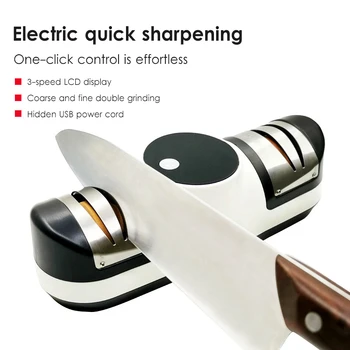 Kuchyňa Elektrické Nože Brúsky USB Nabíjateľné Dvojité Hlavu Brúska Na Nožnice Kuchyňa Fréza Profesionálne Ostrenie Náradia