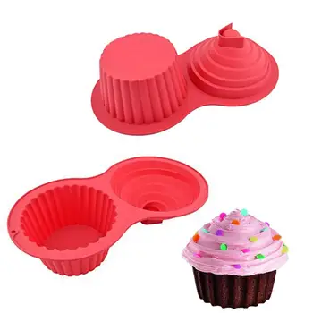 Cupcake Formy Muffin Pohár Formy Potravín-stupeň Jednoduché Uvoľnenie 3D Zábavu Siamské Silikónové Tortu Formy Kuchynské Náradie