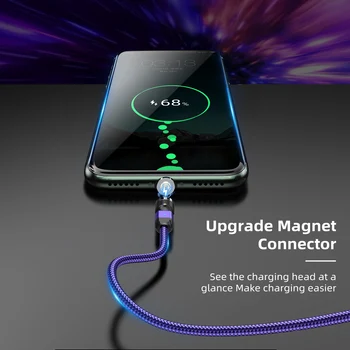 Lovebay Magnetické USB Kábel Rýchle Nabíjanie 540 Stupeň Roating Typ C Kábel Magnet Nabíjačku Telefónu Kábel Pre iPhone 11 Micro USB Drôt