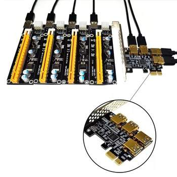Stúpacie Adaptér Nový 4 Porty PCIe Doska PCI-E 1x Až 4 USB 3.0, PCI-E Rabbet GPU Stúpačky Extender Ethereum ETH/Monero XMR/Zcash ZEC 1
