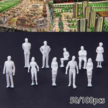 50/100ks 1:75 zmenšený Model Miniatúrne Biele Postavy Ľudských Architektonický Model
