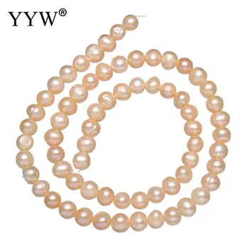 Veľkoobchod perly umelo pestované kolo sladkovodné perly perly prírodné ružové 5-6 mm 8*6typ cca 0.8 mm 15 palcov šperky čo diy náhrdelník