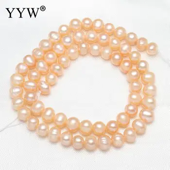 Veľkoobchod perly umelo pestované kolo sladkovodné perly perly prírodné ružové 5-6 mm 8*6typ cca 0.8 mm 15 palcov šperky čo diy náhrdelník