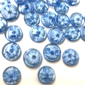 50pc Veľa 12 mm Modrá farba kvetu Plastové Tlačidlá šijacie/appliques/remeslo PT11