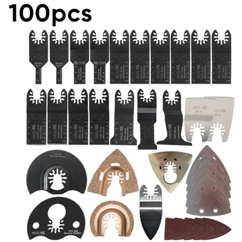 100ks Oscilačný Multi Tool Kit Príslušenstvo bytu na tesné Rezanie pri Okraji Škrabka E-cut standard časť piesok papier Pre Black&Decker