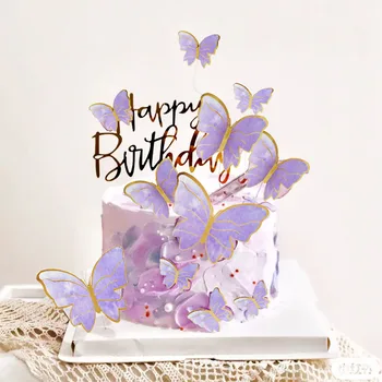 20pcs Happy Birthday Cake Mulčovače Tortu Dekorácie, Ručne Maľované Motýľ Tortu Vňaťou Pre Svadobné Deti Narodeninovú Tortu Dodávky
