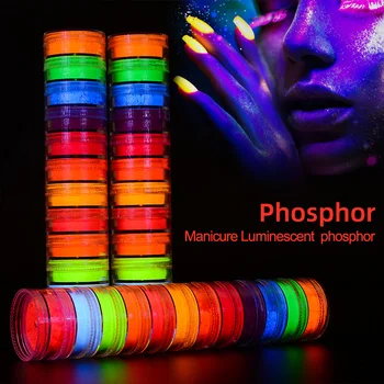 12 Farieb Fosfor Prášok Nastavenie Svetelného Na Nechty, Glitter Prášok Pigment Fluorescenčné Prášok Manikúru, Nail Art, Ozdoby