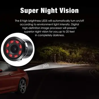 8 LED 170 Stupeň Kolo Späť Do Kamery Auto parkovacia Kamera Parkovací Cúvaní Kamera Nočného Videnia Monitor Nepremokavé Auto T6F6