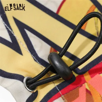 ELFSACK Cartoo Tlač Elegantné Tlačidlo Bežné Ženy Satin Bundy,2021 Zimné ELF Vintage kórejský Dámy Teplo Nadrozmerná Denne Kabát