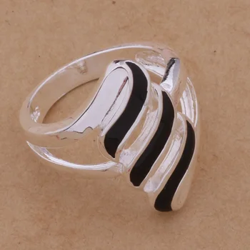 925 Sterling Silver Ring Módne Jewerly Krúžok Žien&Mužov Čierne perie /dxhamooa fndaoeka AR176