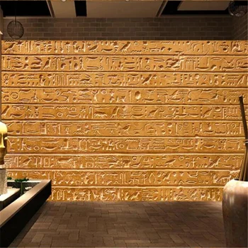 Wellyu Prispôsobené veľké nástenné maľby módne domáce dekorácie Egyptský úľavu stone tablet textu pozadia, tapeta na stenu