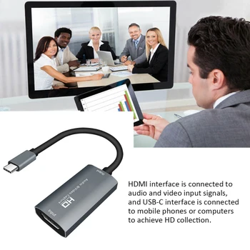 Anti Rušenie Výučby Audio Grabber HD 1080P Video Capture Karty Prenosná Hra Záznam Cez DSLR kompatibilný s HDMI TYPU C