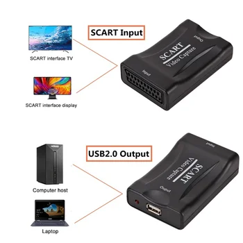 PzzPss digitalizačné Karty USB 2.0, Scart Video Grabber, Záznam, Pole pre PS4 Hry DVD Videokamera, Fotoaparát Nahrávanie Live Streaming