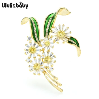 Wuli&baby Luxusné Cubic Zirconia Kvet Brošňa Pre Ženy 2-farby Skloviny Kvet Strany Úradu Brošňa Darov Kolíkmi