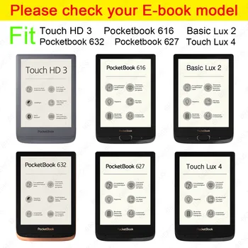PU kožené puzdro pre Pocketbook Touch lux 4 5 628 633 606 627 HD3 632 Basic2 616 Ereader shell +screen protector