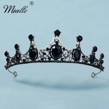 Miallo Black Crystal Tiaras a Koruniek pre Ženy Vlasy Príslušenstvo Strana Dávnych Zlatá Farba Vlasov Šperky Prom Headpiece Darček