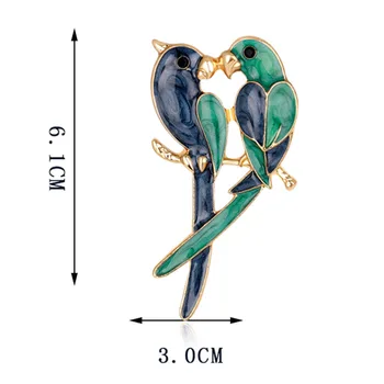 Dvojité Vtákov Brošňa Pre Ženy 2018 Módne Smalt Oddaný Pár Brošňa Dva Papagáje, Brošňa Zvierat Šperky Dropshipping Roztomilý