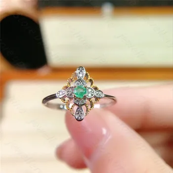 Prírodné emerald krúžok 925 silver dámy krúžok luxusné atmosféru dôstojne a elegantne