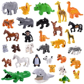 Animal Model Údaje veľký Stavebný kameň deti vzdelávacie hračky pre deti Darček Brinquedos kompatibilné Leduo Big block