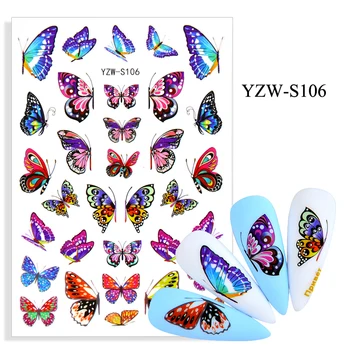 3D Nail Nálepky Krásne Modré Nechty Butterfly Umenie Dekorácie Jazdcov Fólie, Nálepky Akvarel Nálepky Manikúra Príslušenstvo