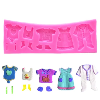 3D Detské Oblečenie Sprcha DIY Silikónové Formy Fondant Cake Zdobenie Formy Na Čokoládu Pečenie Nástroje Kuchyňa HOT Predaj