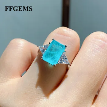 FFGems Vintage Striebro Vytvoriť Paraiba Emerald Turmalín Drahokam Svadobné Diamanty, Veľké Farebné Krúžky pre Ženy, Dievča, Darček Veľkoobchod