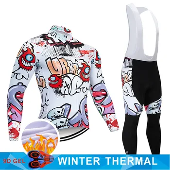 Crossrider 2021 Zimné Cyklistické Oblečenie Nohavice Nastaviť MTB Jednotné Cyklistický Dres Cyklistické Oblečenie Thermal Fleece pánske Dlhé Cyklistické Nosenie