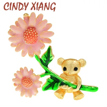 CINDY XIANG Roztomilý Medveď Swing Brošňa Kitty Pin Zvierat Módne Šperky Kresleného Štýlu, Smalt Kvety Ženy Brošne 2 Farby Dary