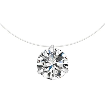 Kreatívne transparentné vlasec Malé čerstvé dámy prívesok neviditeľné náhrdelník diamond zirkón clavicle reťazca šperkov náhrdelník