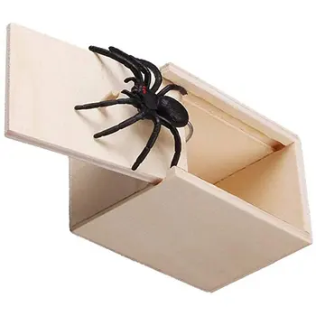 Spider Drevené Okno Ľsťou Drevené Hračky, Drevené Žart Spider Panika Funny Box Zaujímavé Prekvapenie Hračky