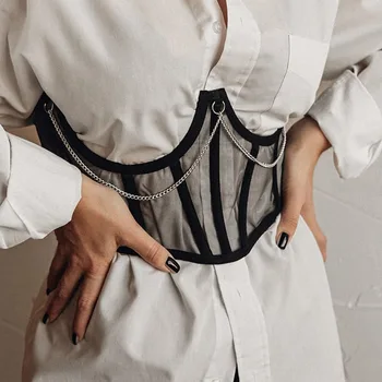 Atoshare Sexy Čierna Oka Korzet Top Obväz Železa Reťazca Gorset Estetické Oblečenie Y2k Topy Ženy 2020