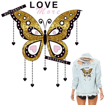 Láska Motýľ Nálepky Na Oblečenie Škvrny Hoodies Topy Diy Úrovni Umývateľný Vinyl Tepelnej Stlačte Žehlička Na