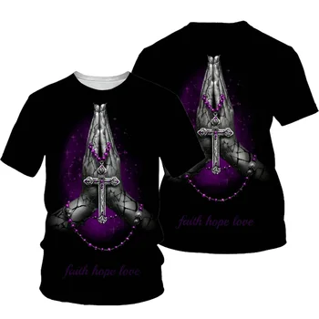 3D Kríž Tlačiť Muži T-shirt Ježiš 2021 Lete O Krku, Krátke Tričká Topy Kresťanský Štýl Mužské Oblečenie Móda Bežné T-shirts