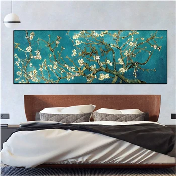 Van Gogh je slávny olejomaľba mandľový strom je plný mandľové kvety. Fotografie vytlačené na plátne sú svetovo preslávené funguje