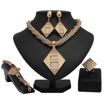2021 Dubaj Zlato Farebné Šperky Set Veľkoobchod Talianske Ženy, Svadobné Šperky Sady Značky Nigérijský Svadobné Žena Šperky Set