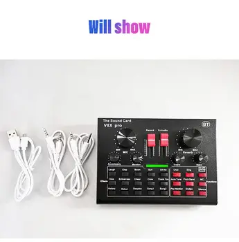 V8X PRO Audio Mixer BM800 Kondenzátorových Mikrofónov Live Zvukové Karty, Bluetooth, USB Hra DSP Nahrávanie Profesionálne Streaming V8 PLUS