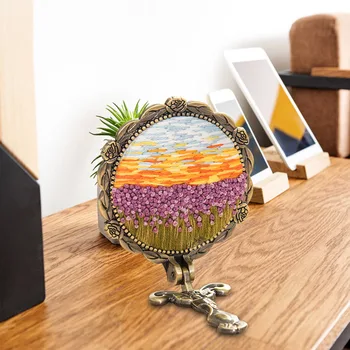 Opečiatkované Kvety DIY Výšivky Zrkadlo Remeselníci Vyšívanie, Cross Stitch Auta make-up Obojstranné Zrkadlo Dekorácie