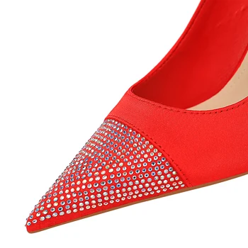 BIGTREE Topánky dámske Sandále Ukázal Prst Ženy Čerpadlá Drahokamu Sandále Dámske Duté Z Podpätky Sandále Plus Veľkosť 43 Sandále